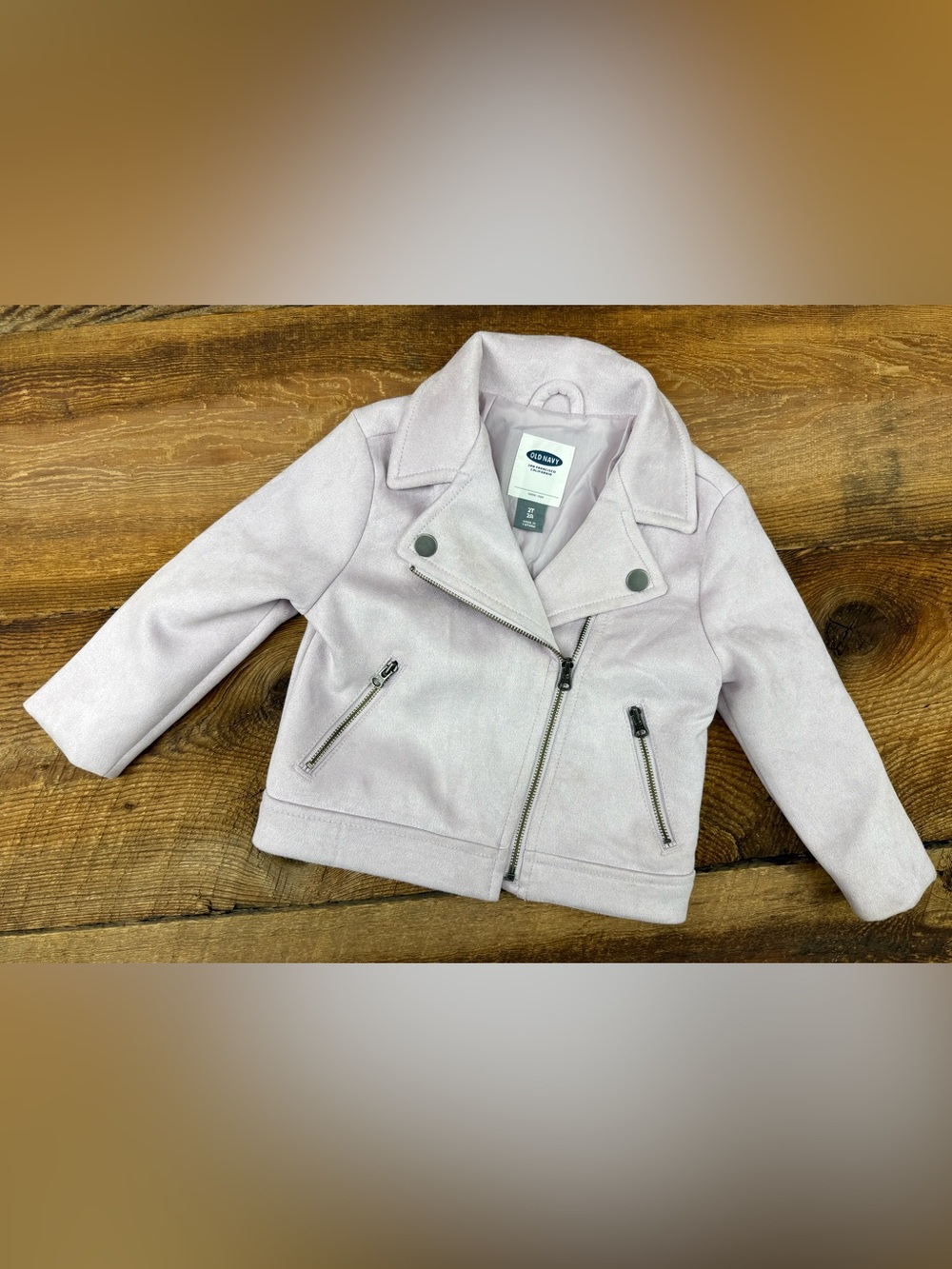 Old Navy Girls Pale Pink Faux-Suede Moto Jacket